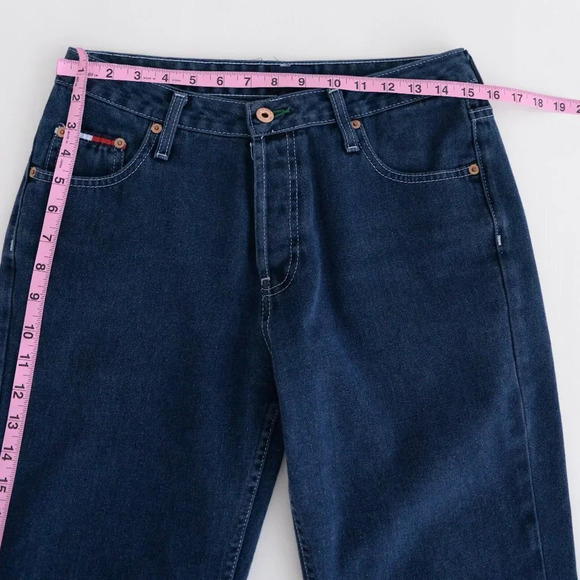 Vintage Tommy Hilfiger Dark Wash Flared Leg Denim Jeans Size 30 - Picture 5 of 13